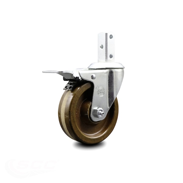 4 Inch High Temp Phenolic Swivel 3/4 Inch Square Stem Caster Total Lock Brake